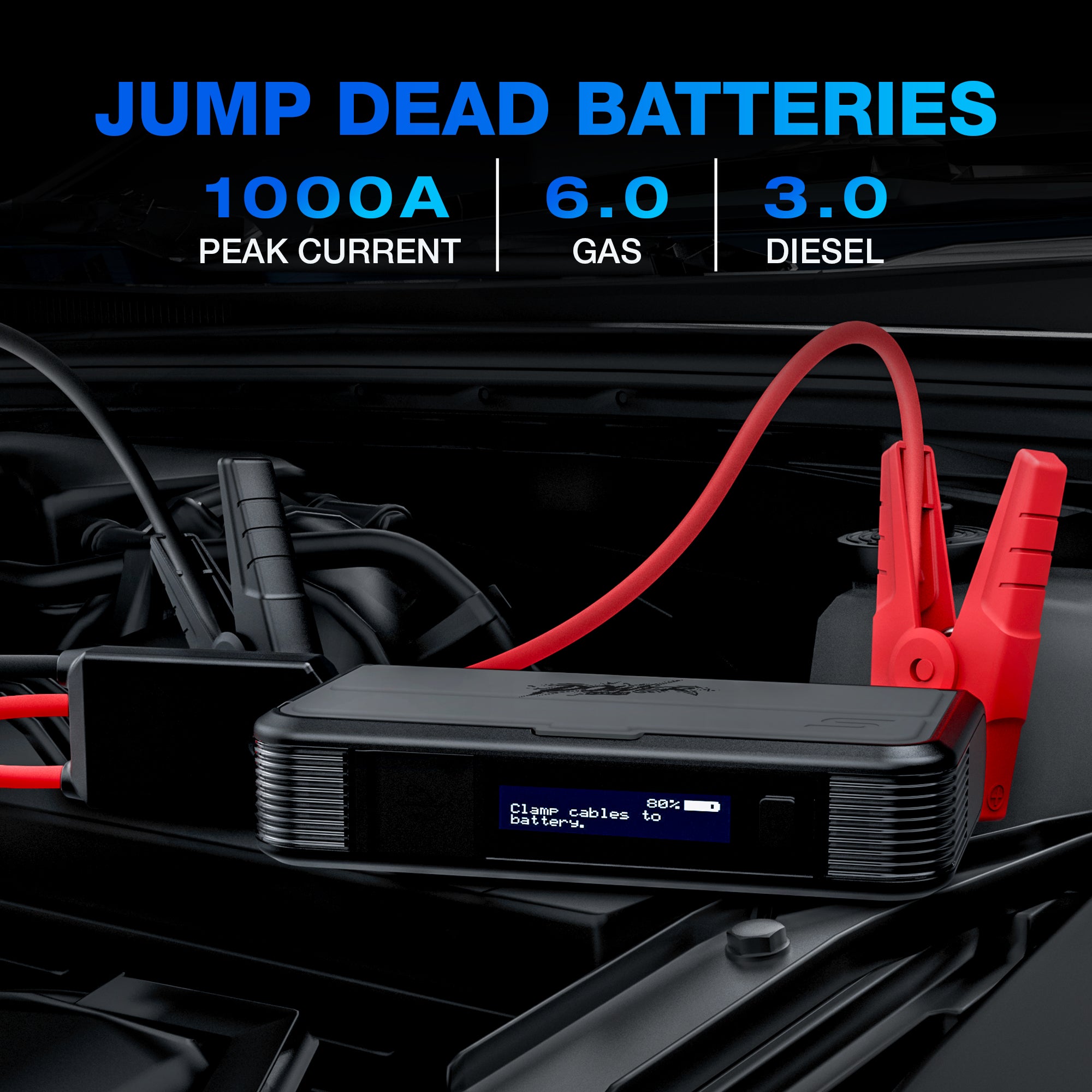 Mike Power 8000mAh Wireless Jump Starter with Built-in Cable