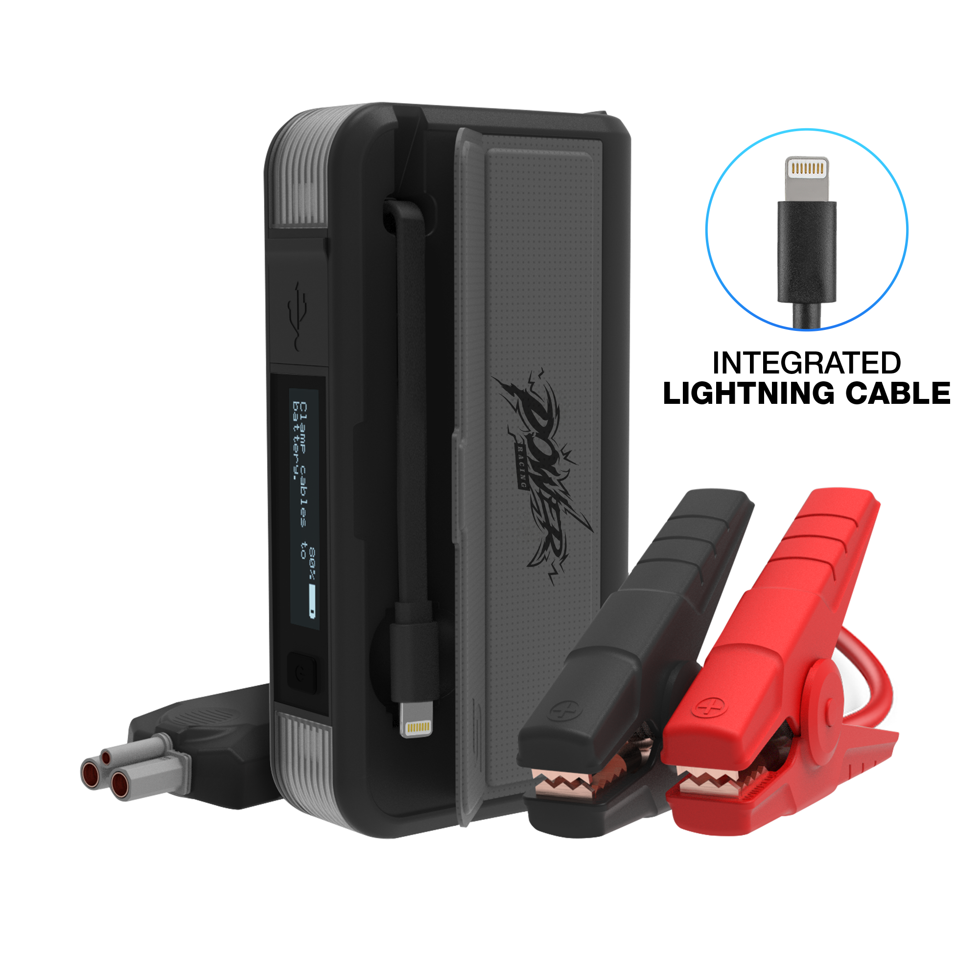 Mike Power 8000mAh Wireless Jump Starter with Built-in Cable (USB-C Cable)