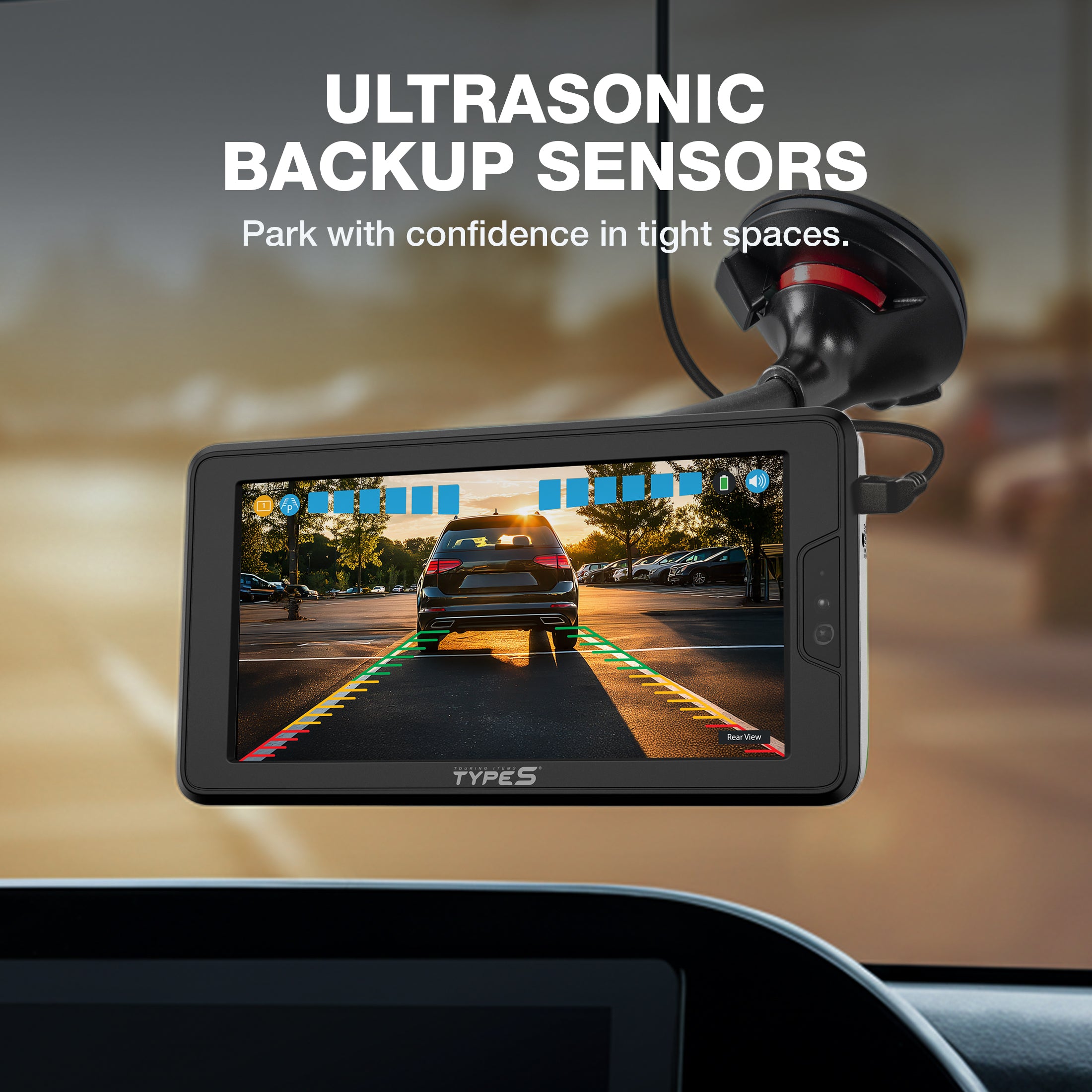 TYPE S HD Solar Powered Wireless Backup Camera with Ultrasonic Backup Sensor