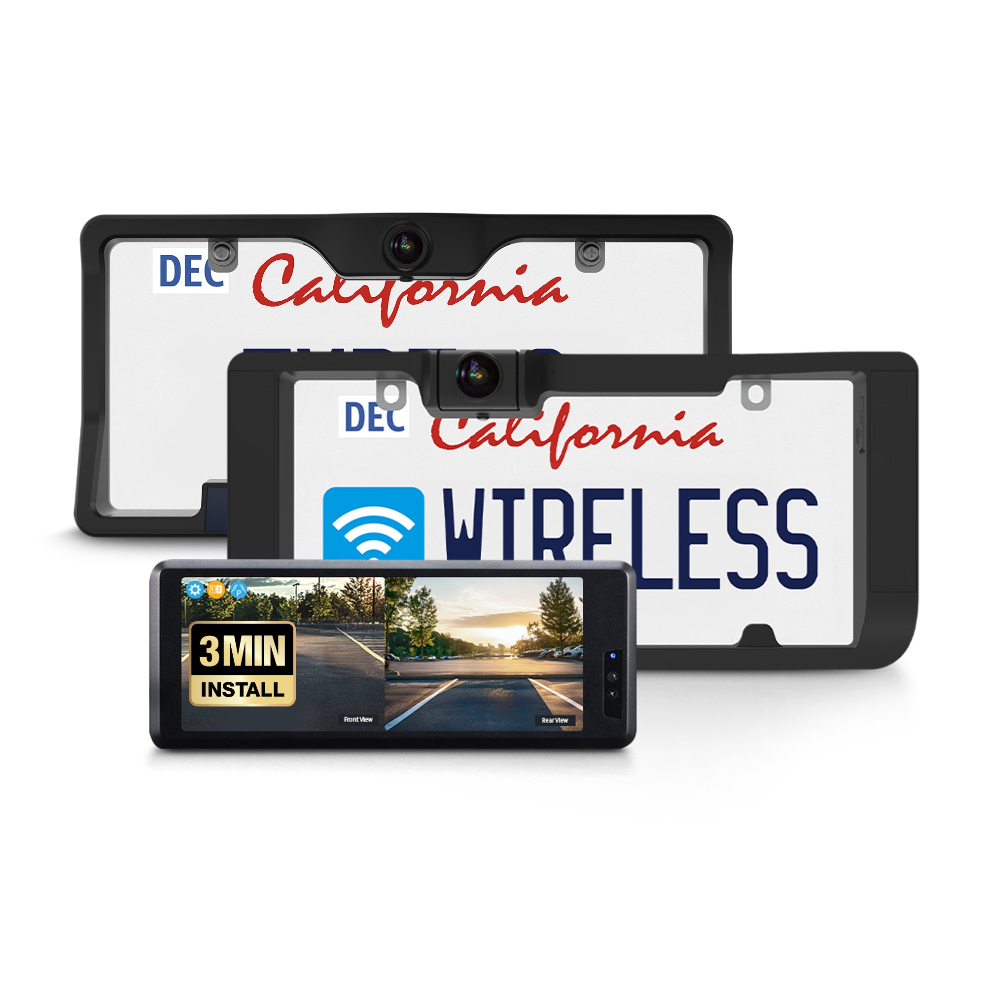 TYPE S Wireless Solar Powered Parking Assistance Camera Set with 6.8" Touchscreen Monitor