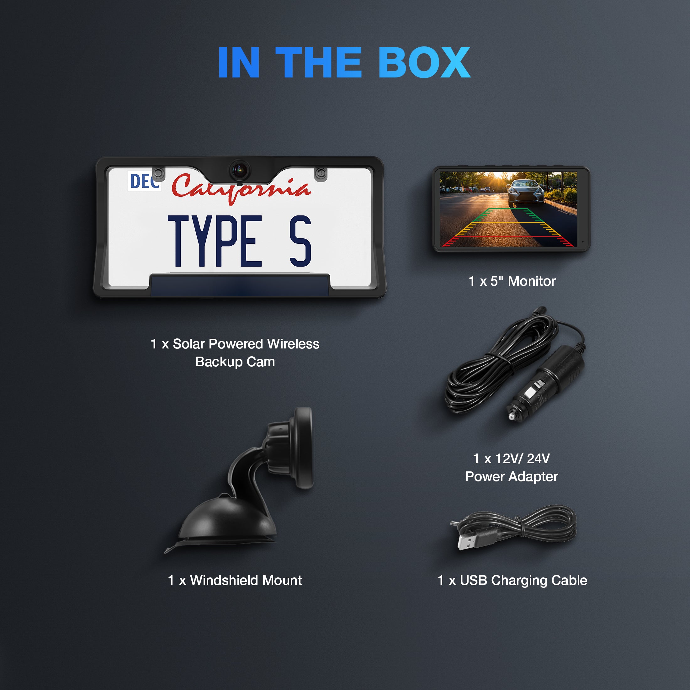 TYPE S Wireless & Solar Powered HD Backup Camera with 5" Monitor