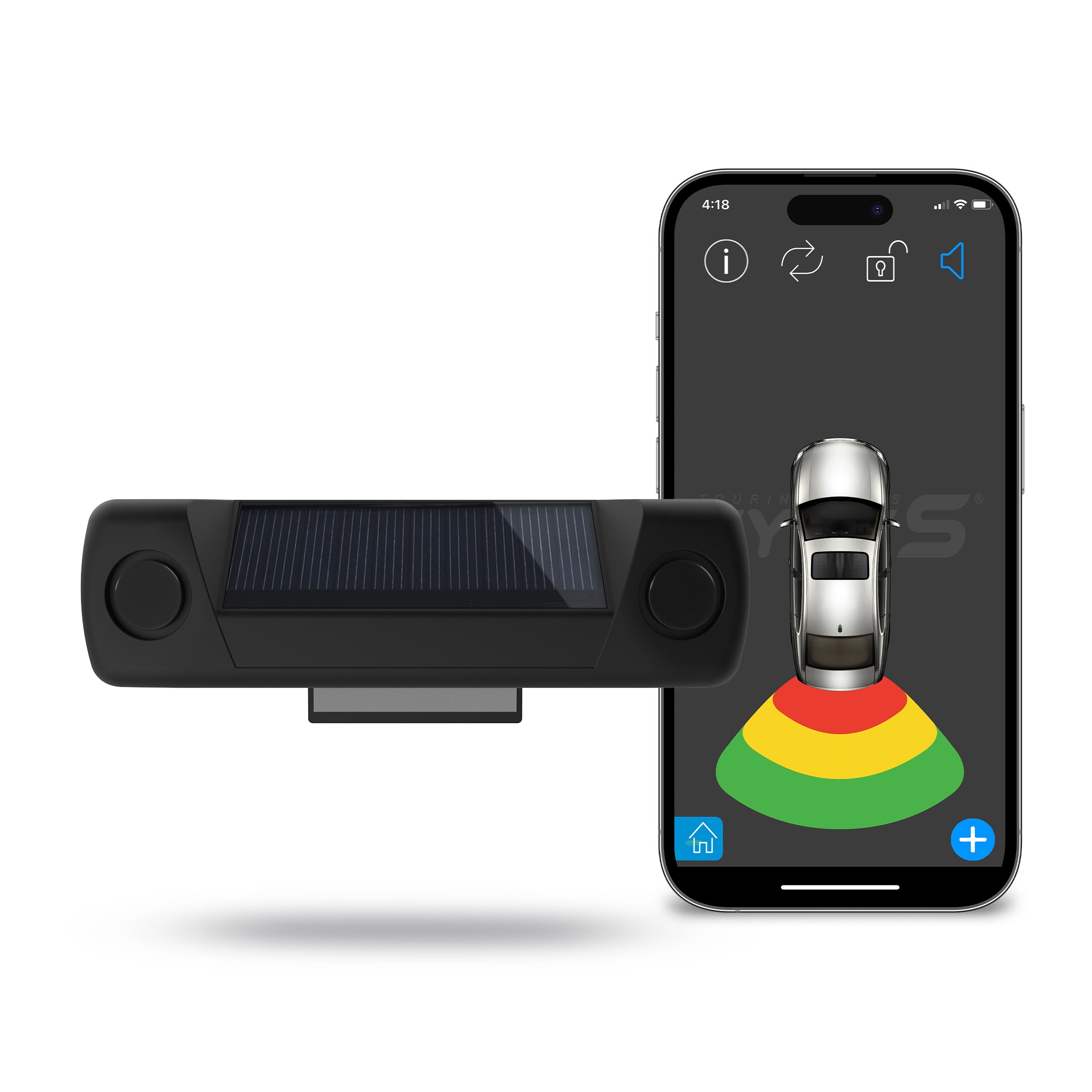 TYPE S Smart Wireless Parking Sensor, Bluetooth Solar Powered Wireless Parking Sensor Kit Car Vehicle Reversing Radar System