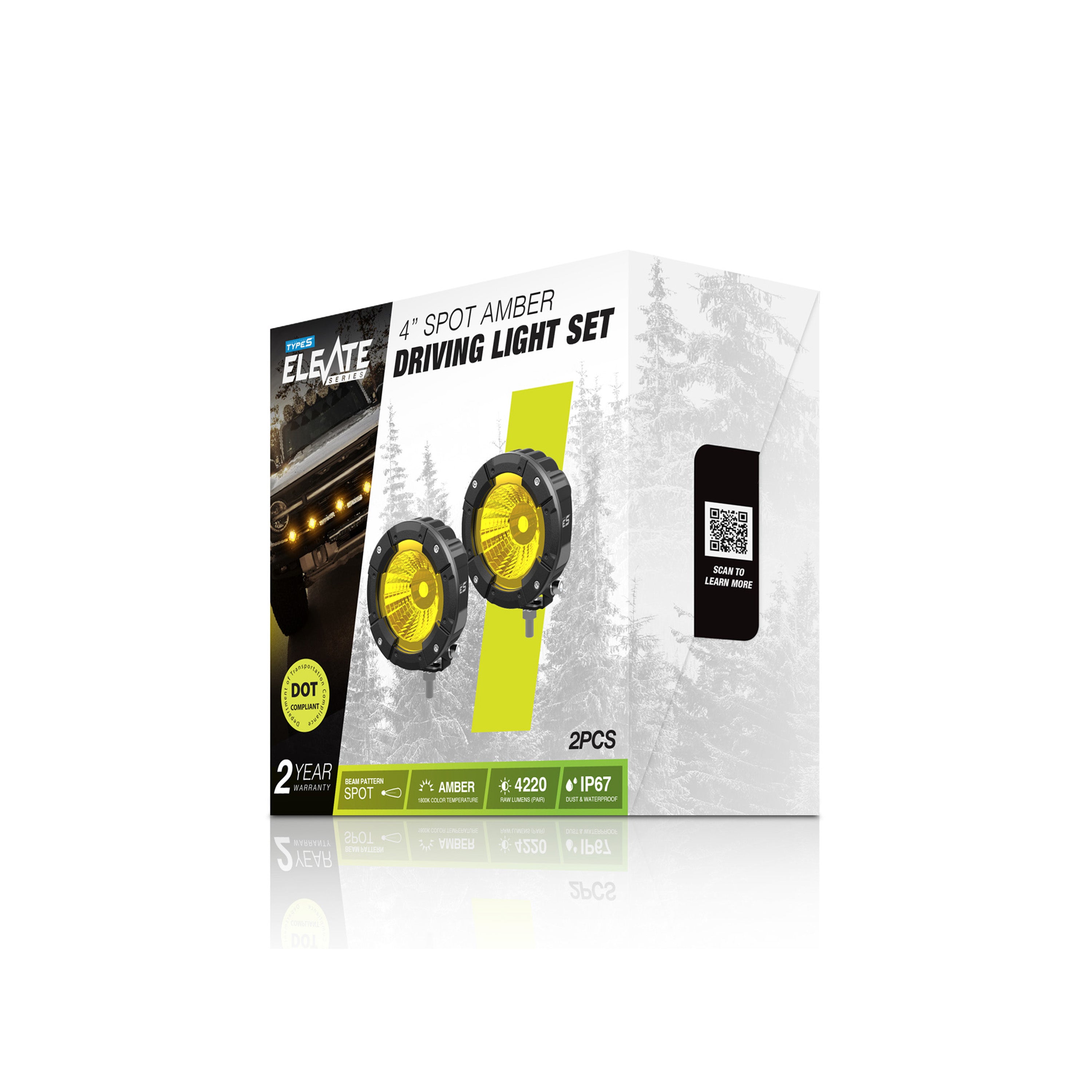 Elevate 4” Spot Amber Driving Light Set