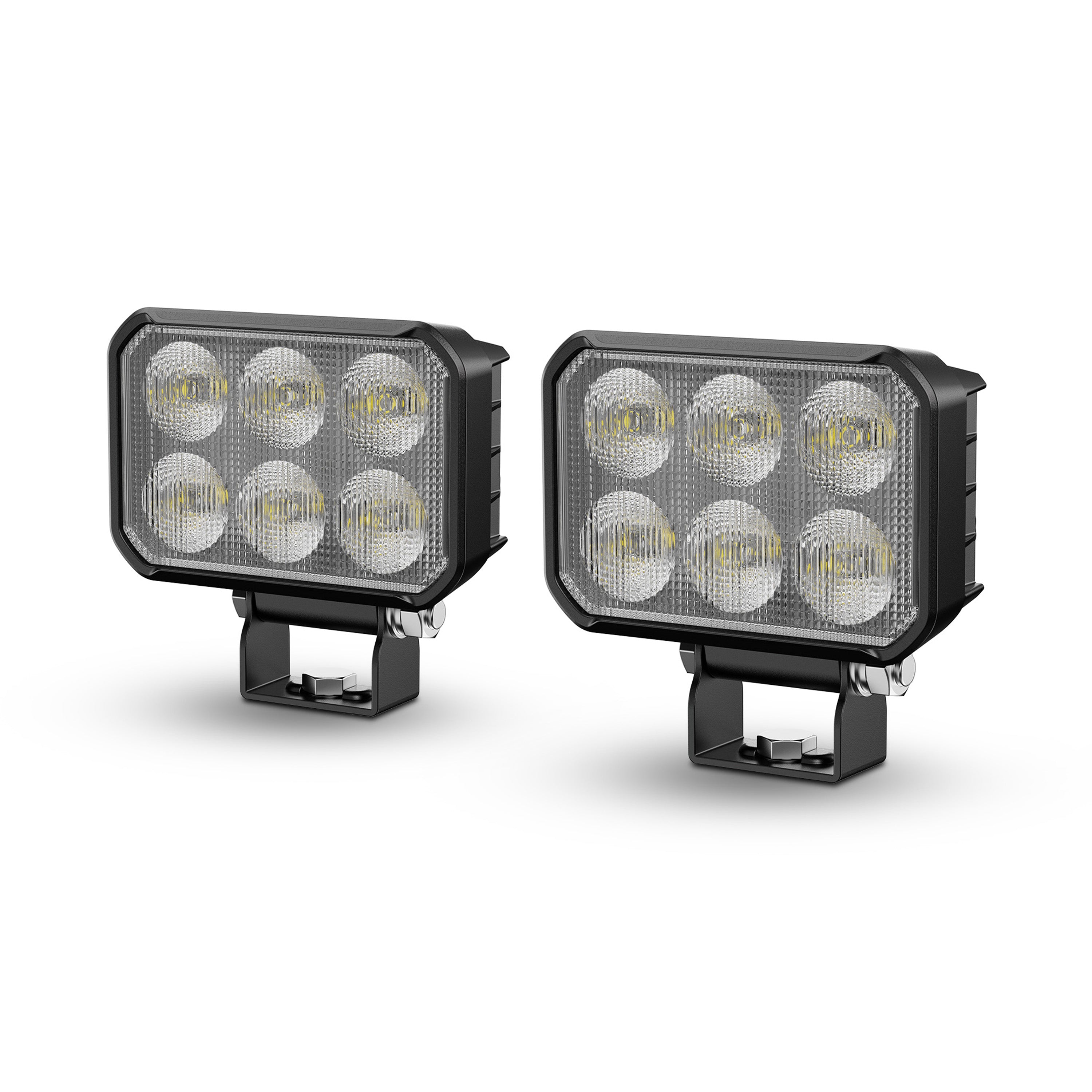 4 inch x 3 inch White + Amber Flood Work Light Set