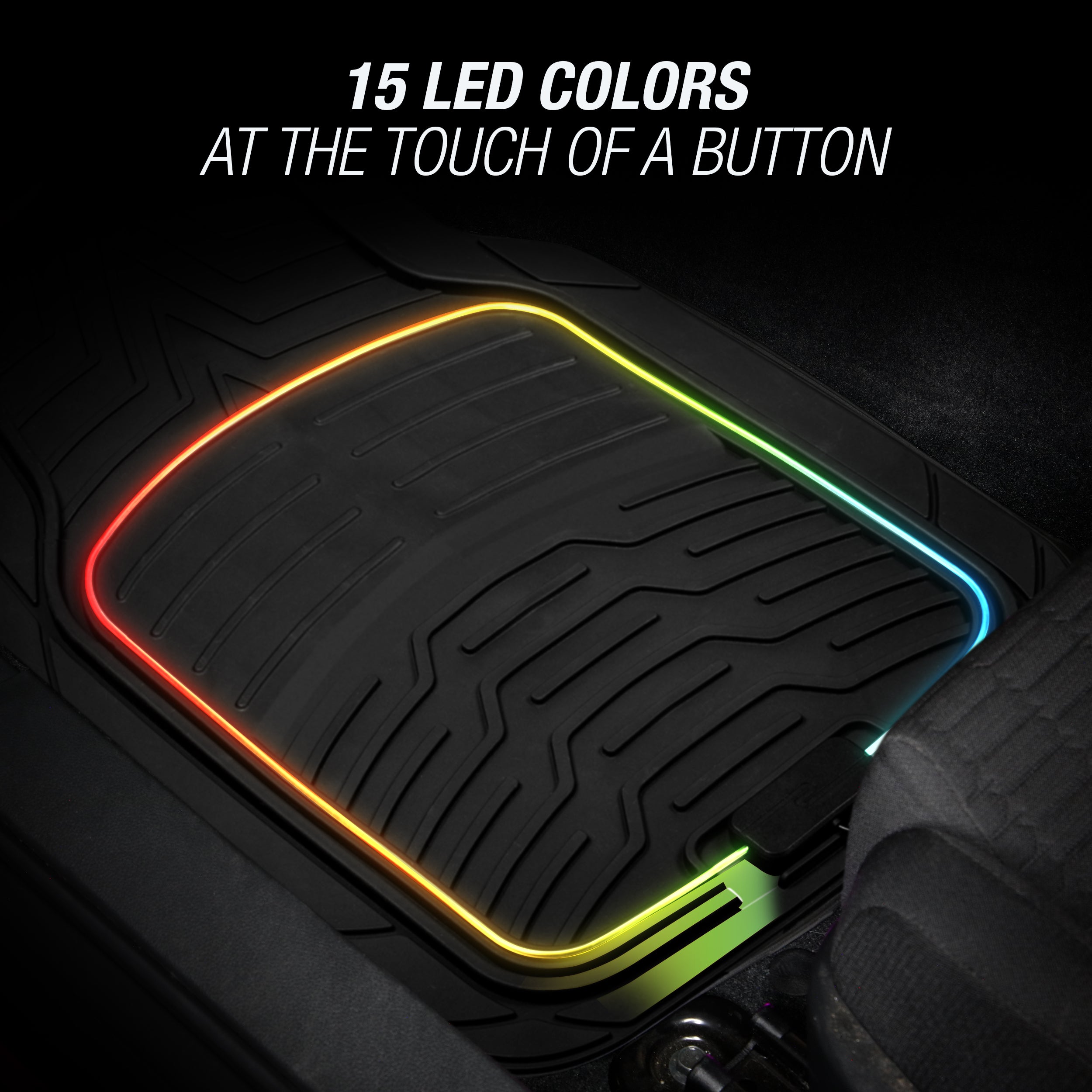 TYPE S LED Lighted Floor Mat (Rubber) 2 Piece, Multicolor RGB Glow, App Controllable