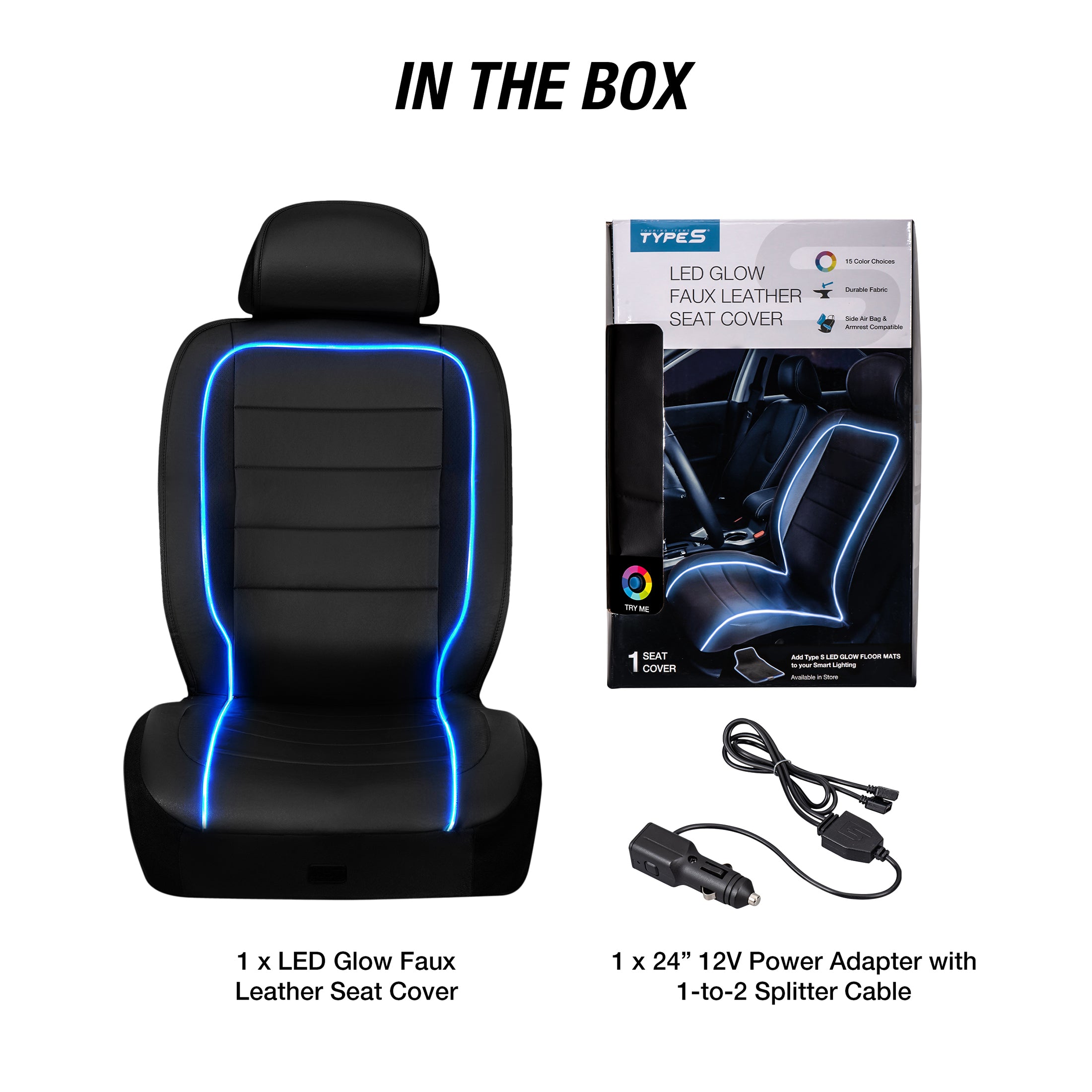 TYPE S LED Lighted Faux Leather Seat Cover