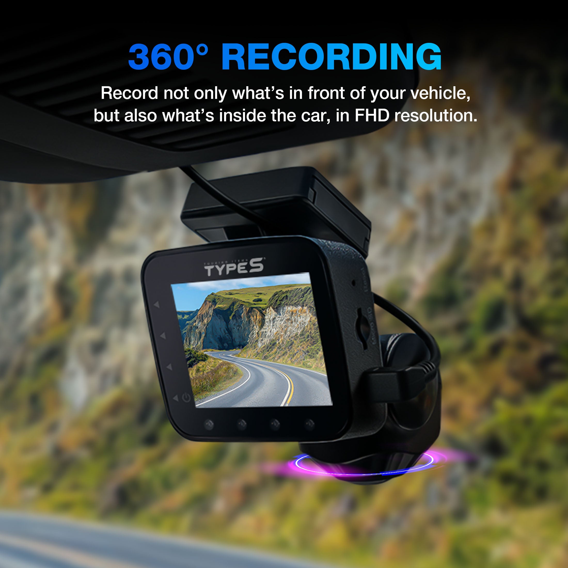 TYPE S P100 PLUS Smart 360° 1080P FHD Dashcam with Live Streaming