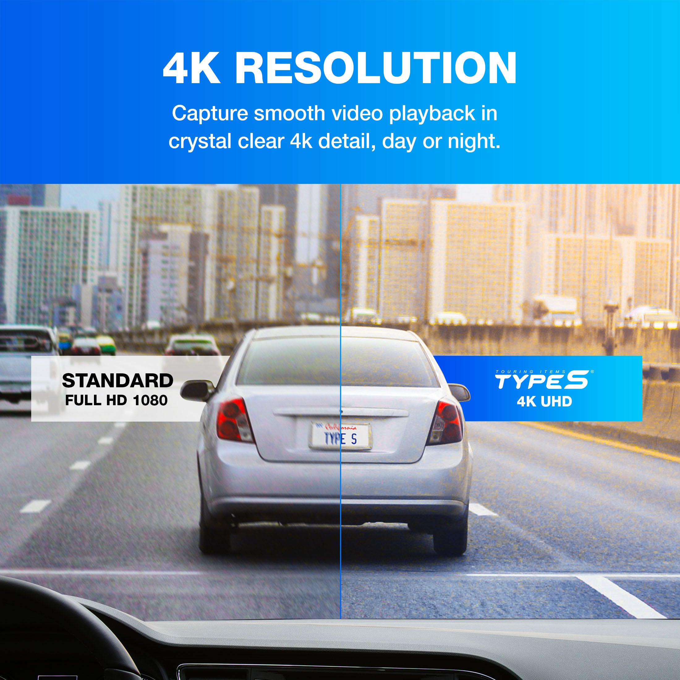 TYPE S Y400 Plus 4K Mirror Dashcam & Rear Cam 3-in-1 Set