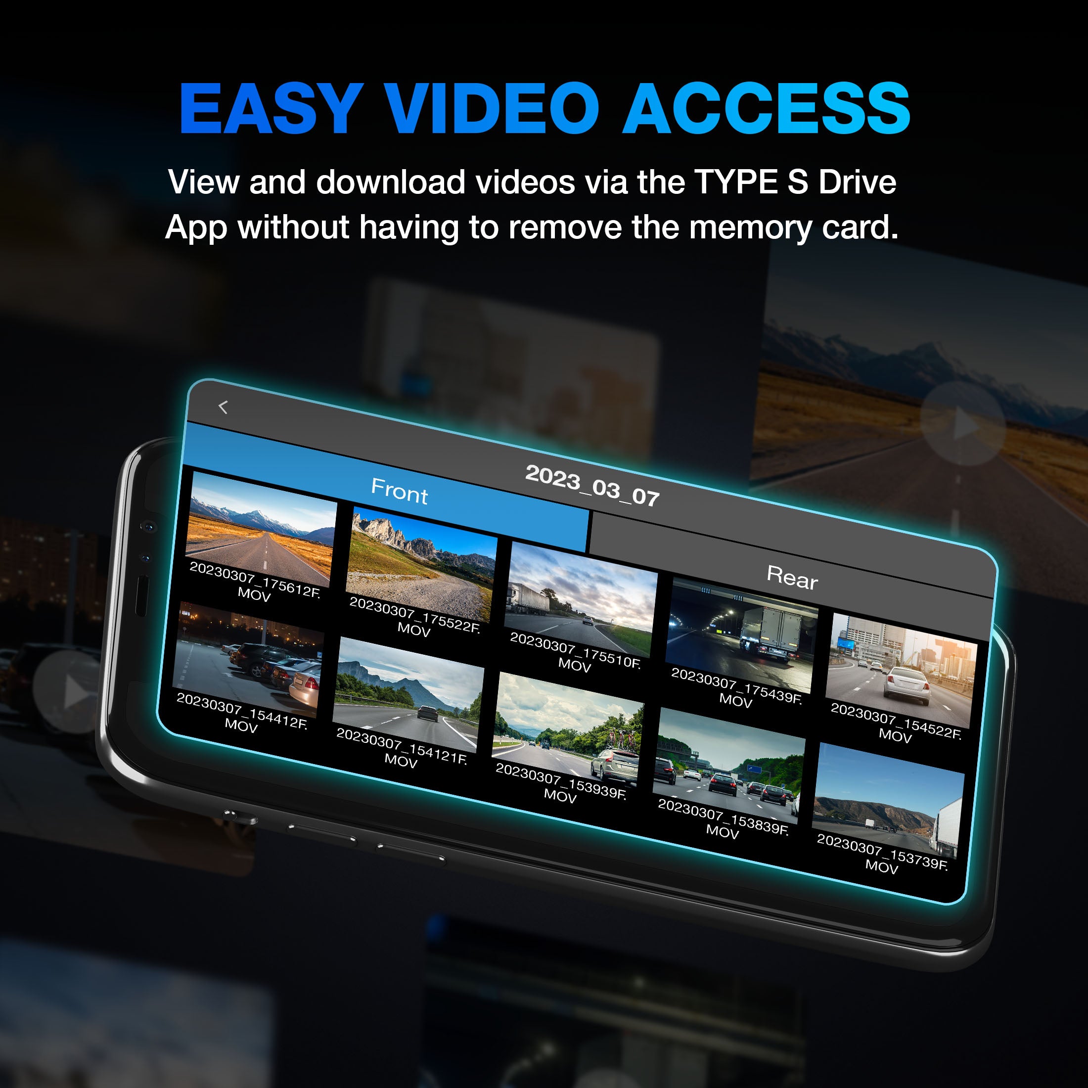 TYPE S Y400 Plus 4K Mirror Dashcam & Rear Cam 3-in-1 Set