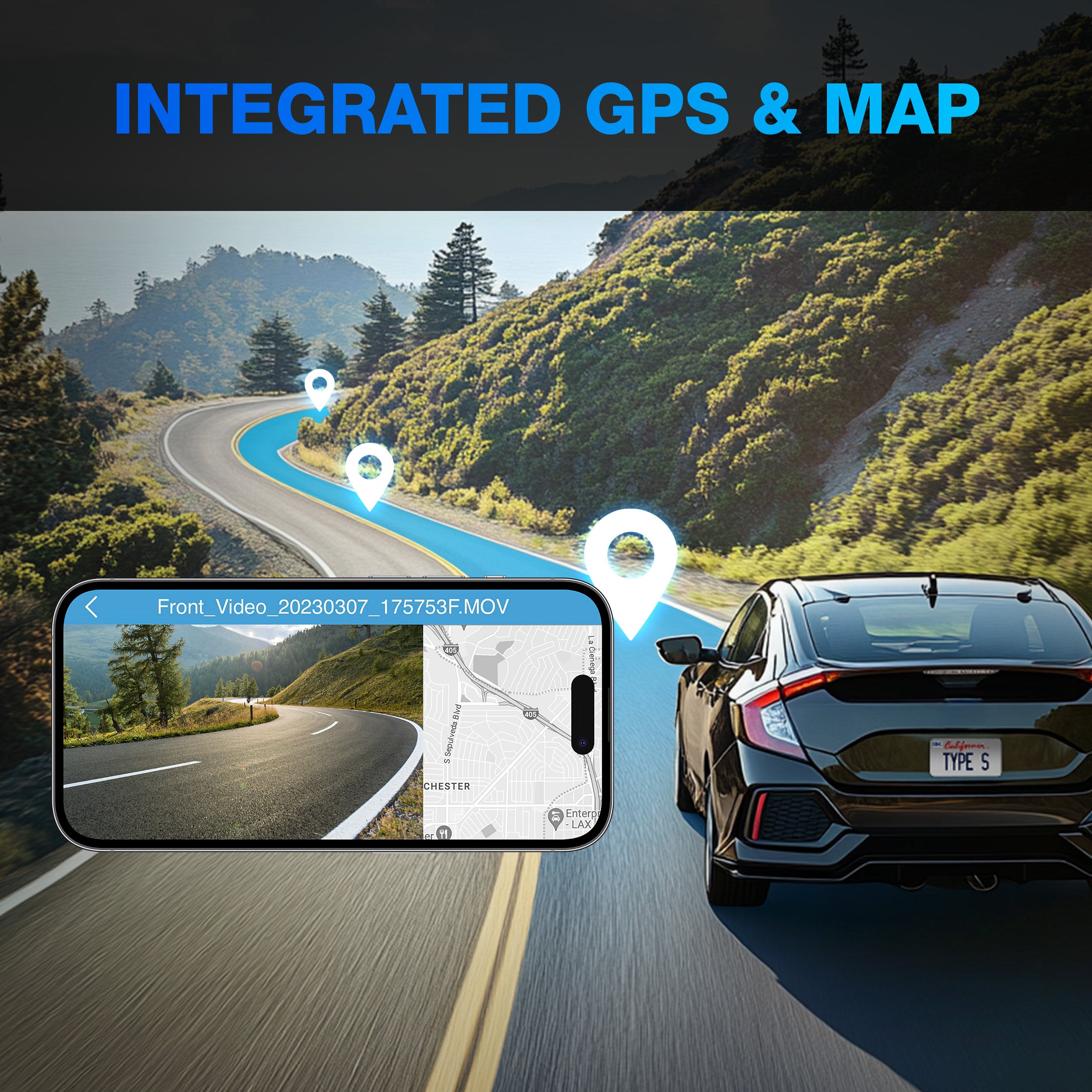 TYPE S S401 Ultra HD 4K Dashcam with App Control