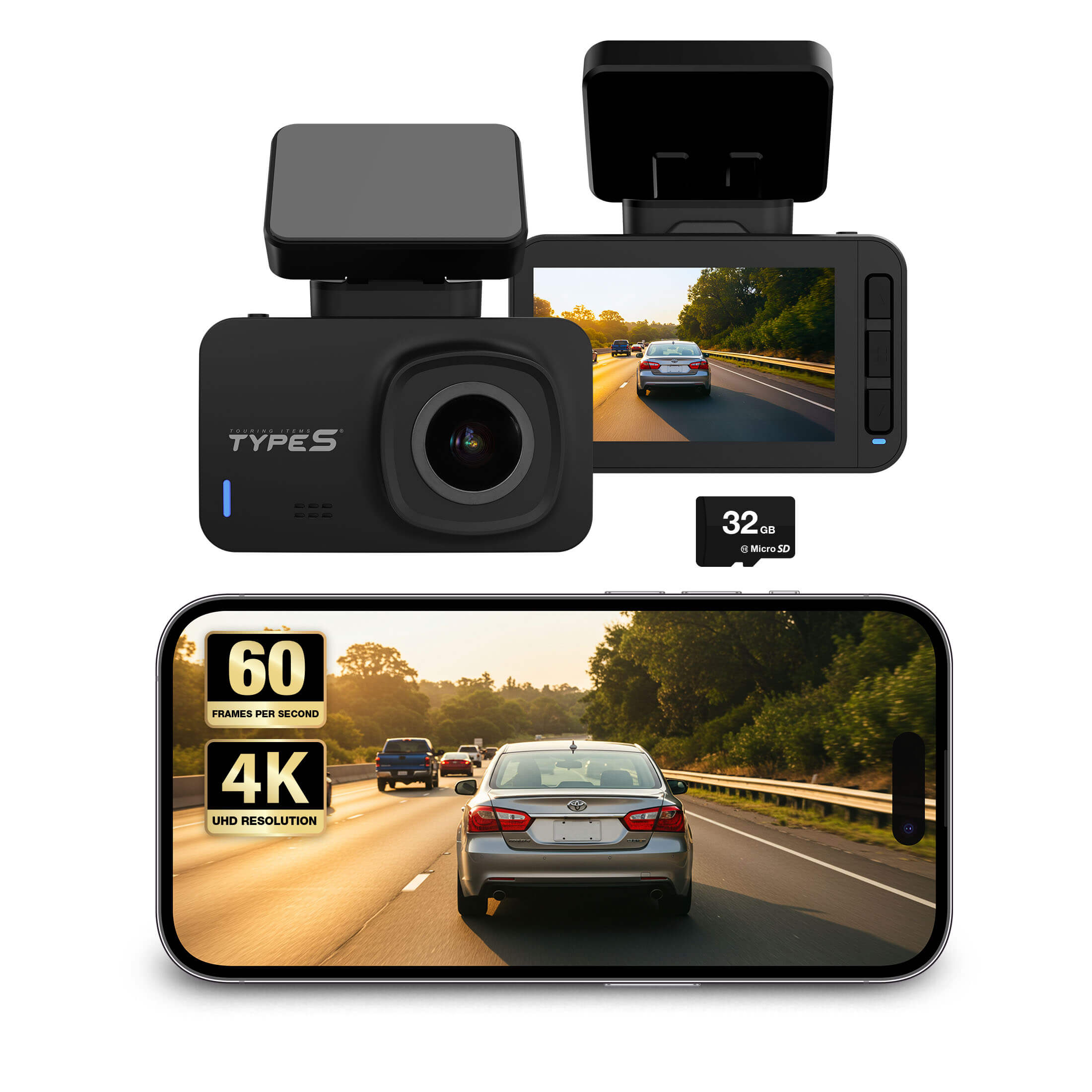 TYPE S S403 4K UHD Dashcam with 60 FPS Recording