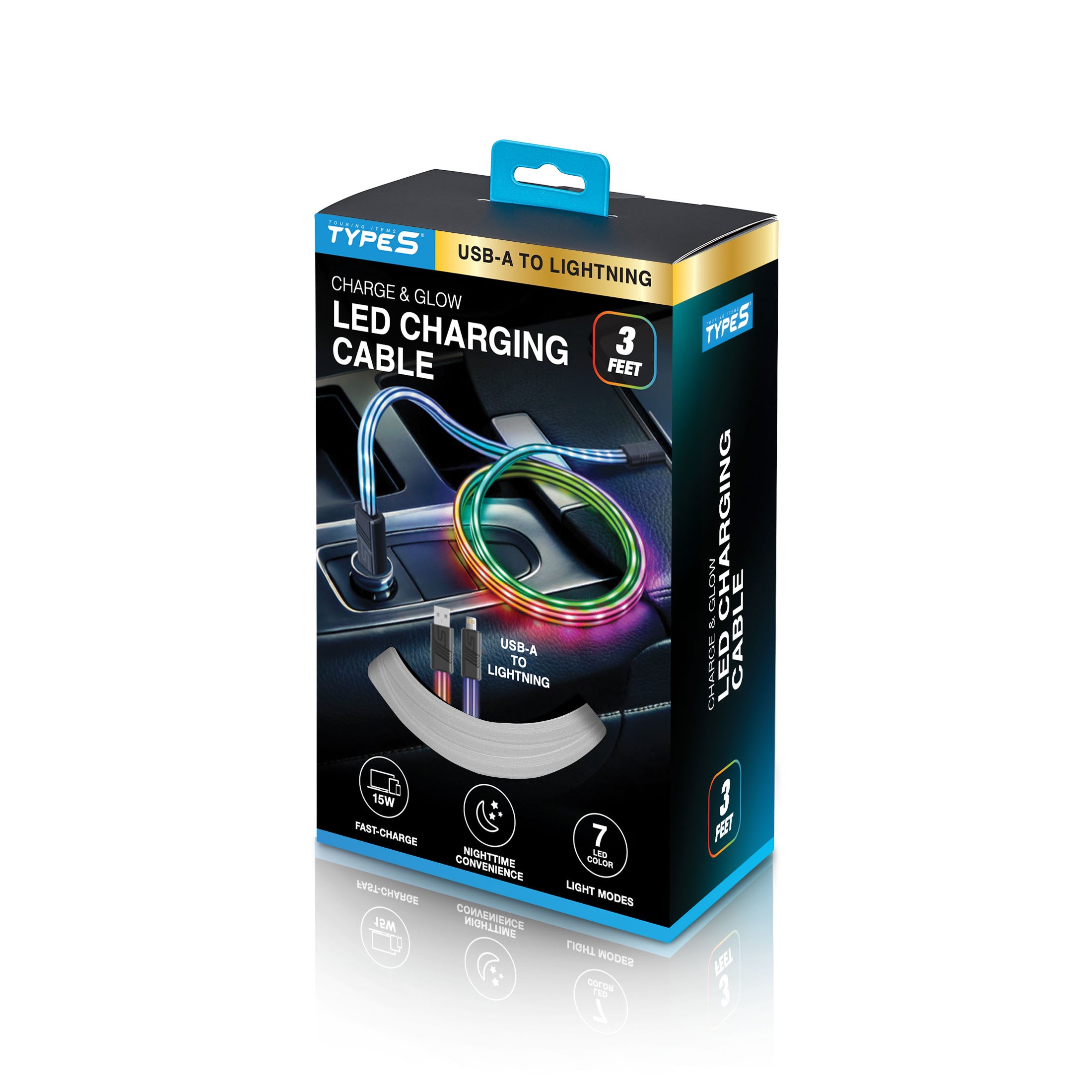 USB-A to Lightning LED Charging Cable