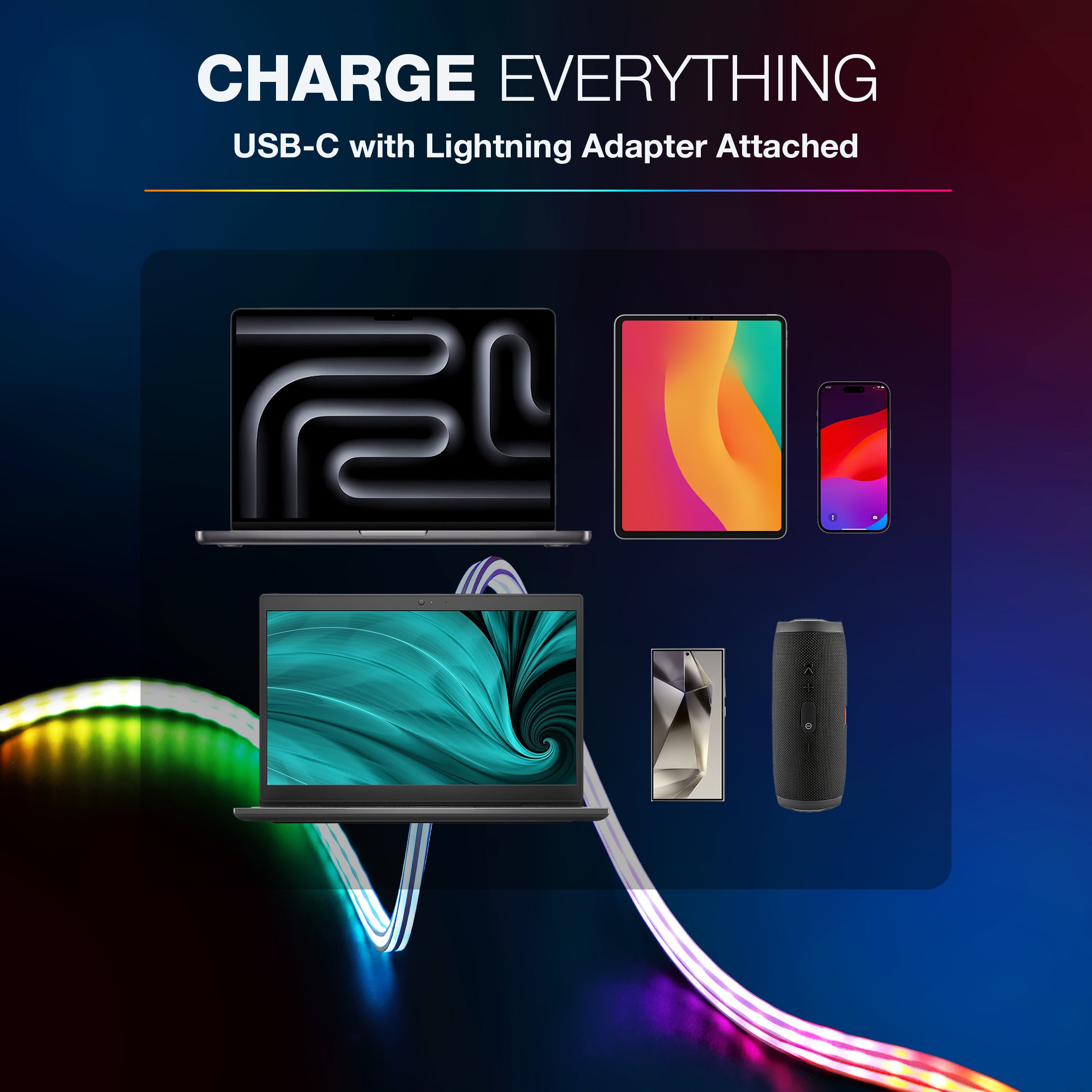 USB-A to USB-C LED Charging Cable