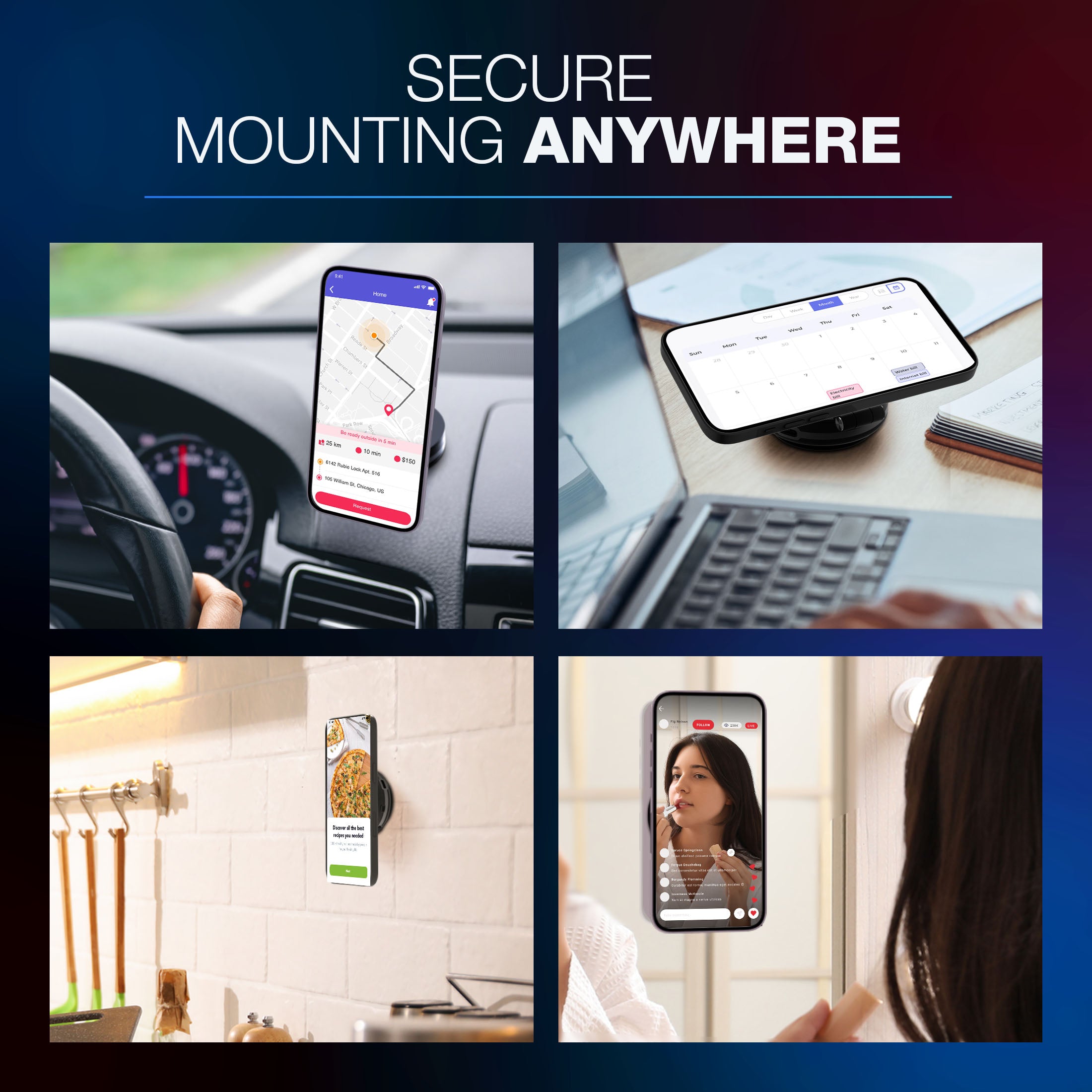 TYPE S Powered Vacuum Suction Phone Holder with Magnetic Mount, Automatic Pressure Detection, Automatic Suction Adjustment