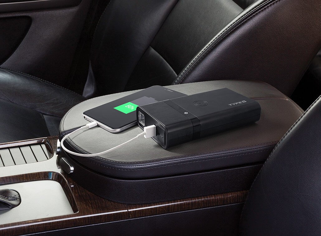 TYPE S 12V 6.0L Battery Jump Starter with Qi Wireless Charging and 8,000 mAh Power Bank - TYPE S Touring Items-AC56794-1