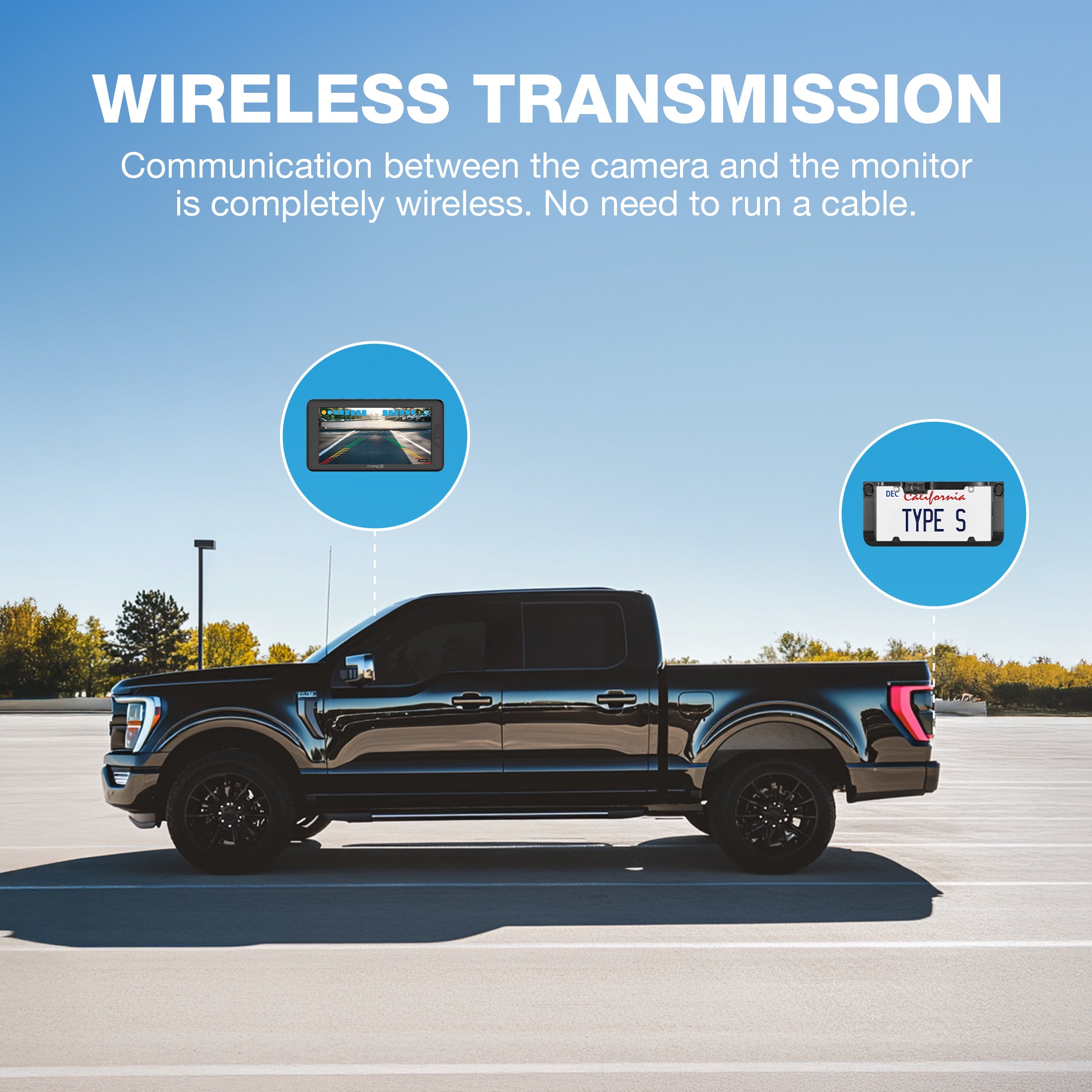 TYPE S HD Solar Powered Wireless Backup Camera with Ultrasonic Backup Sensor