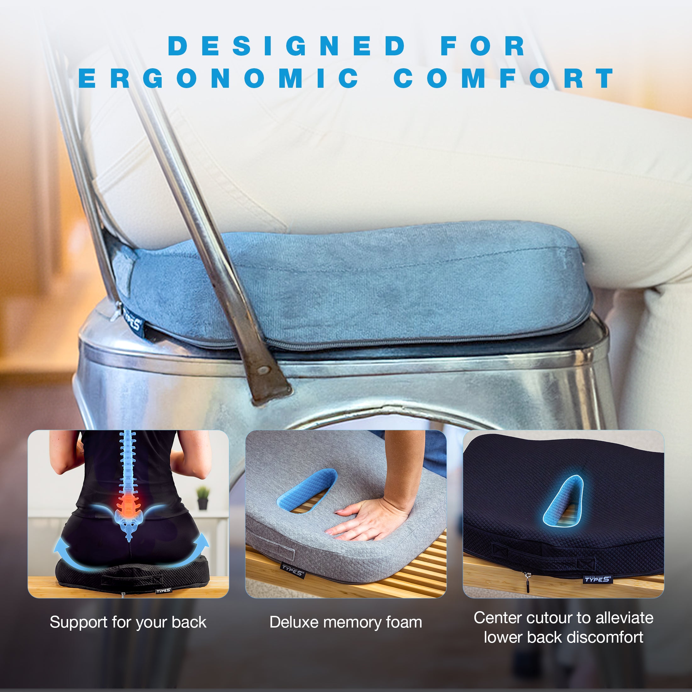 TYPE S Premium Comfort Memory Foam Cushion