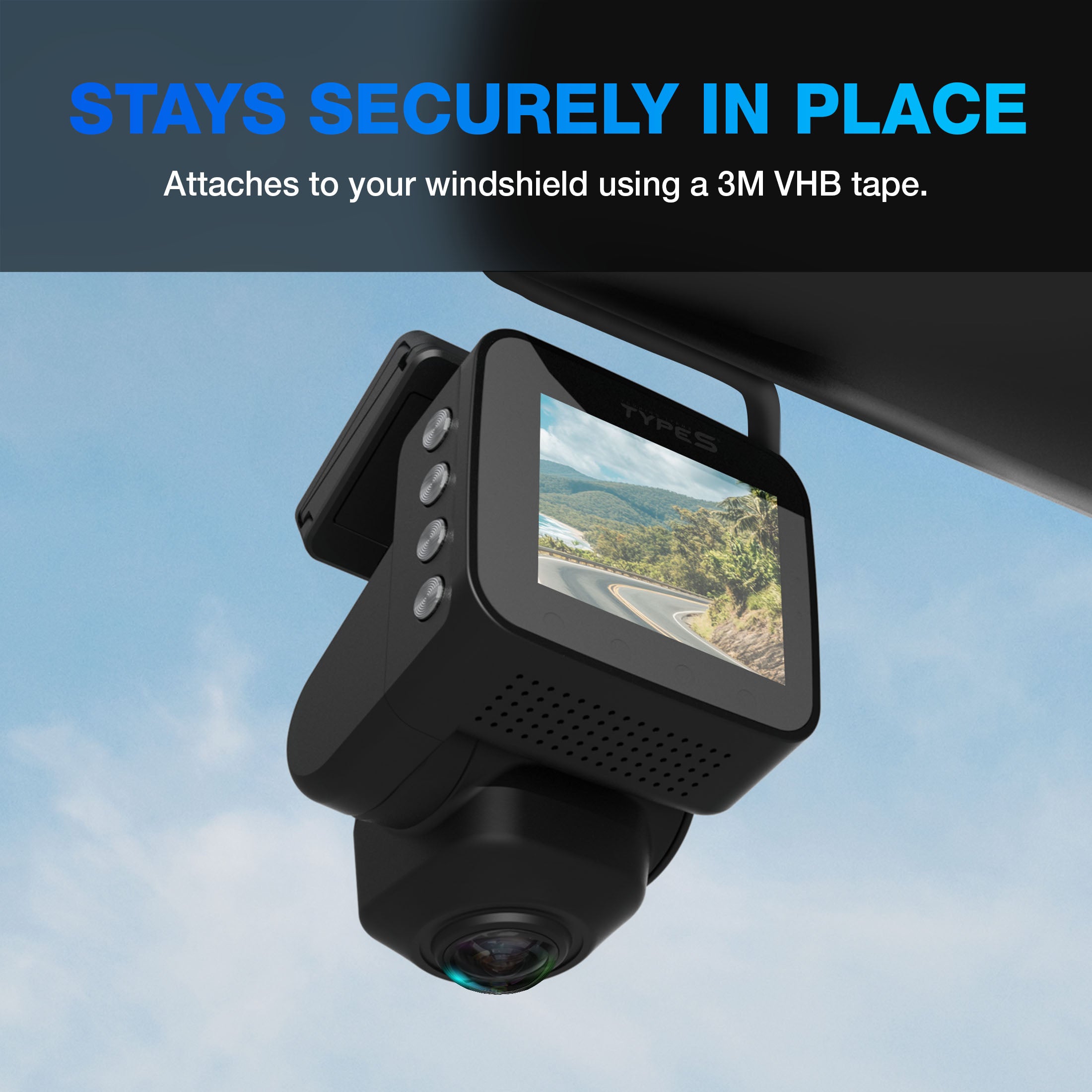 Type S P200 PRO Smart 360 Dashcam, 2K Resolution with VR Recording Mode, GPS and G-Sensor Built-in