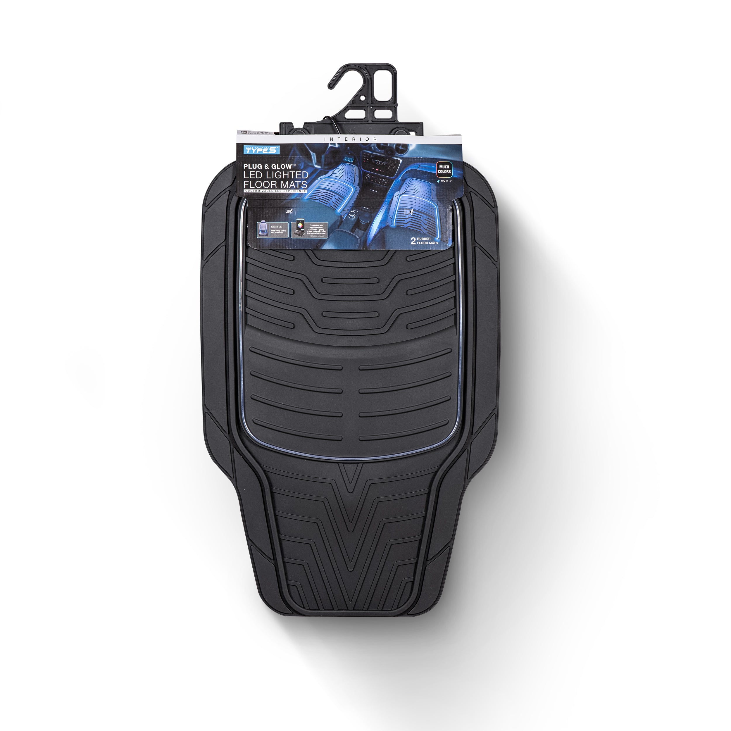 TYPE S LED Lighted Floor Mat (Rubber) 2 Piece, Multicolor RGB Glow, App Controllable