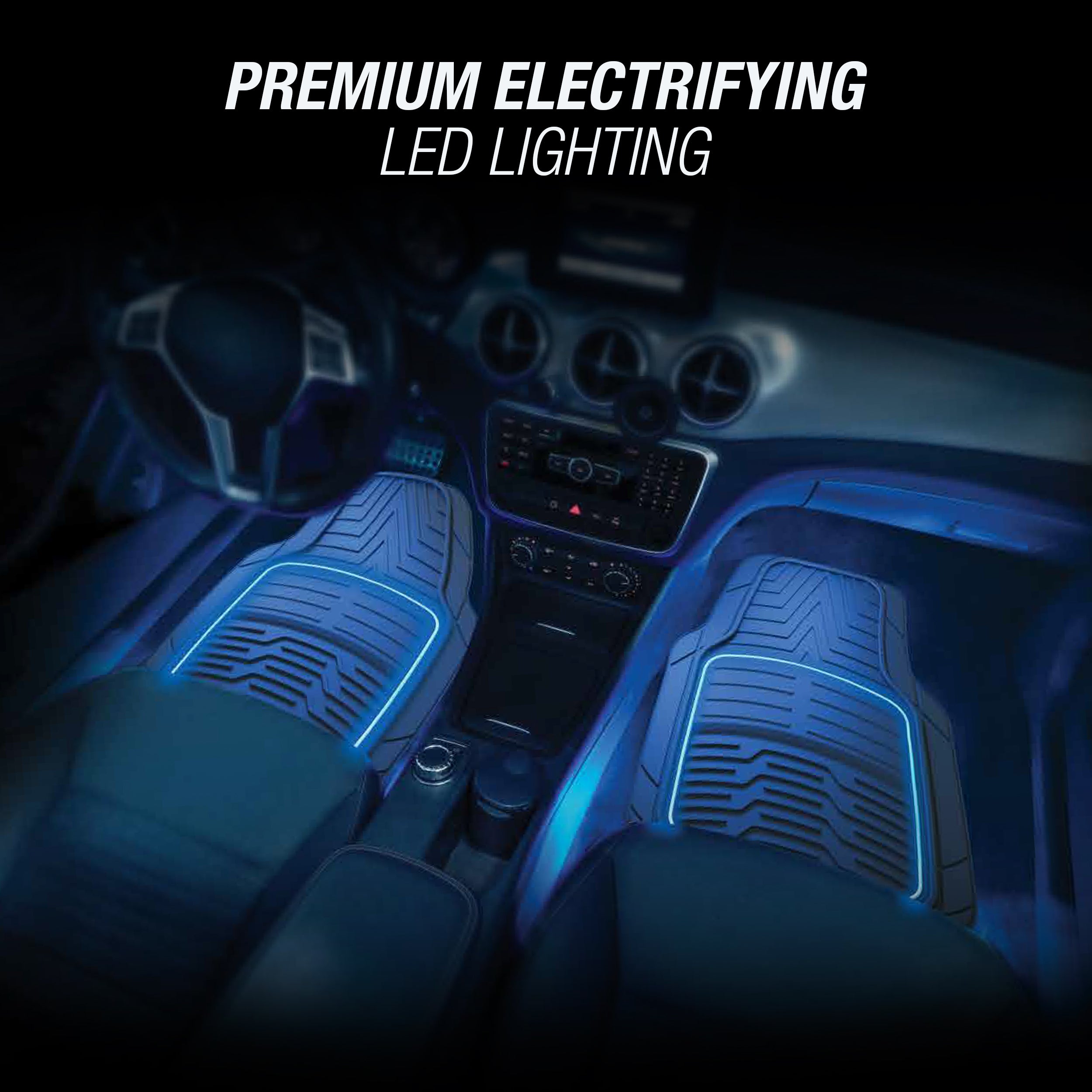 TYPE S LED Lighted Floor Mat (Rubber) 2 Piece, Multicolor RGB Glow, App Controllable