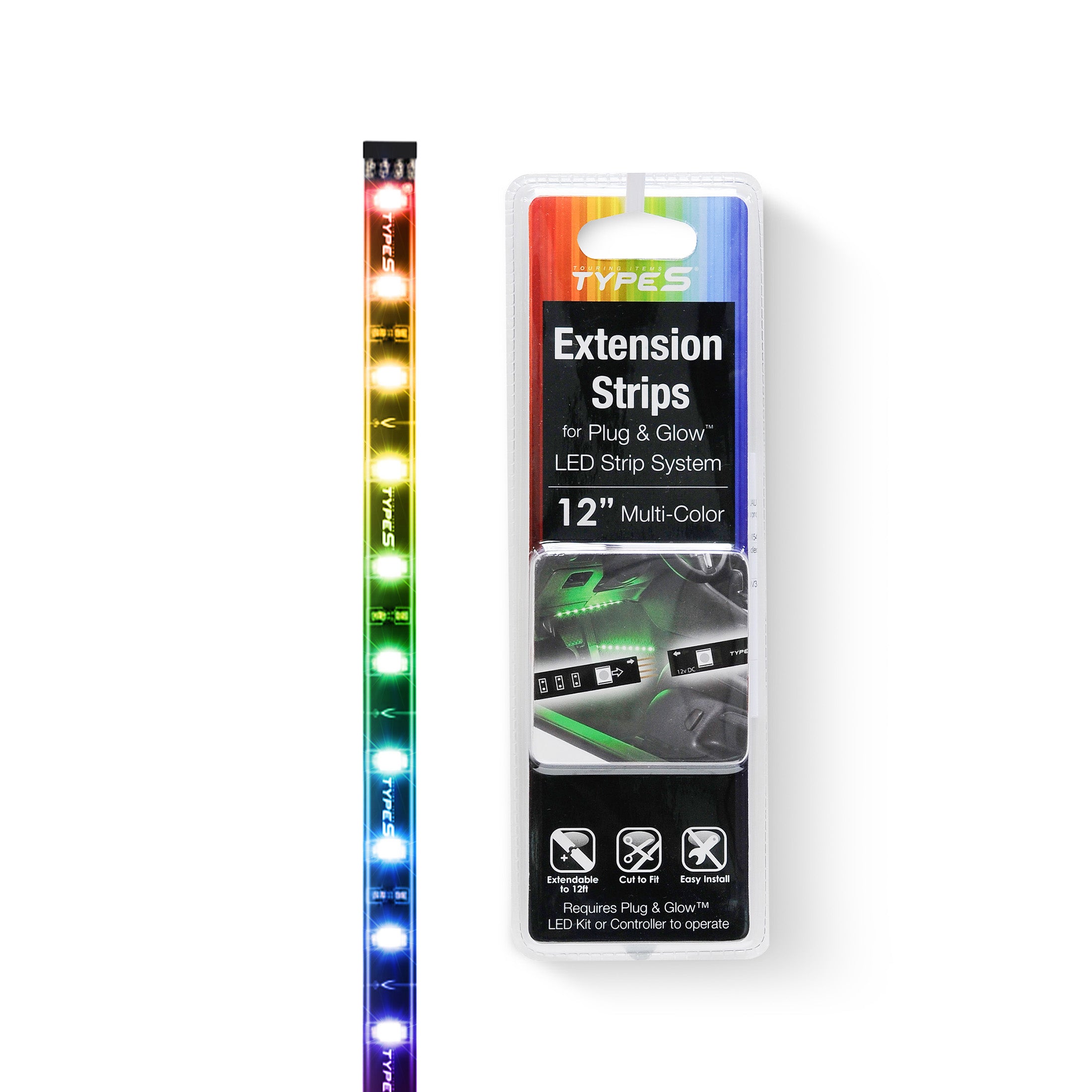TYPE S Instant Plug & Glow™ 12" LED Lighting Extension Strip