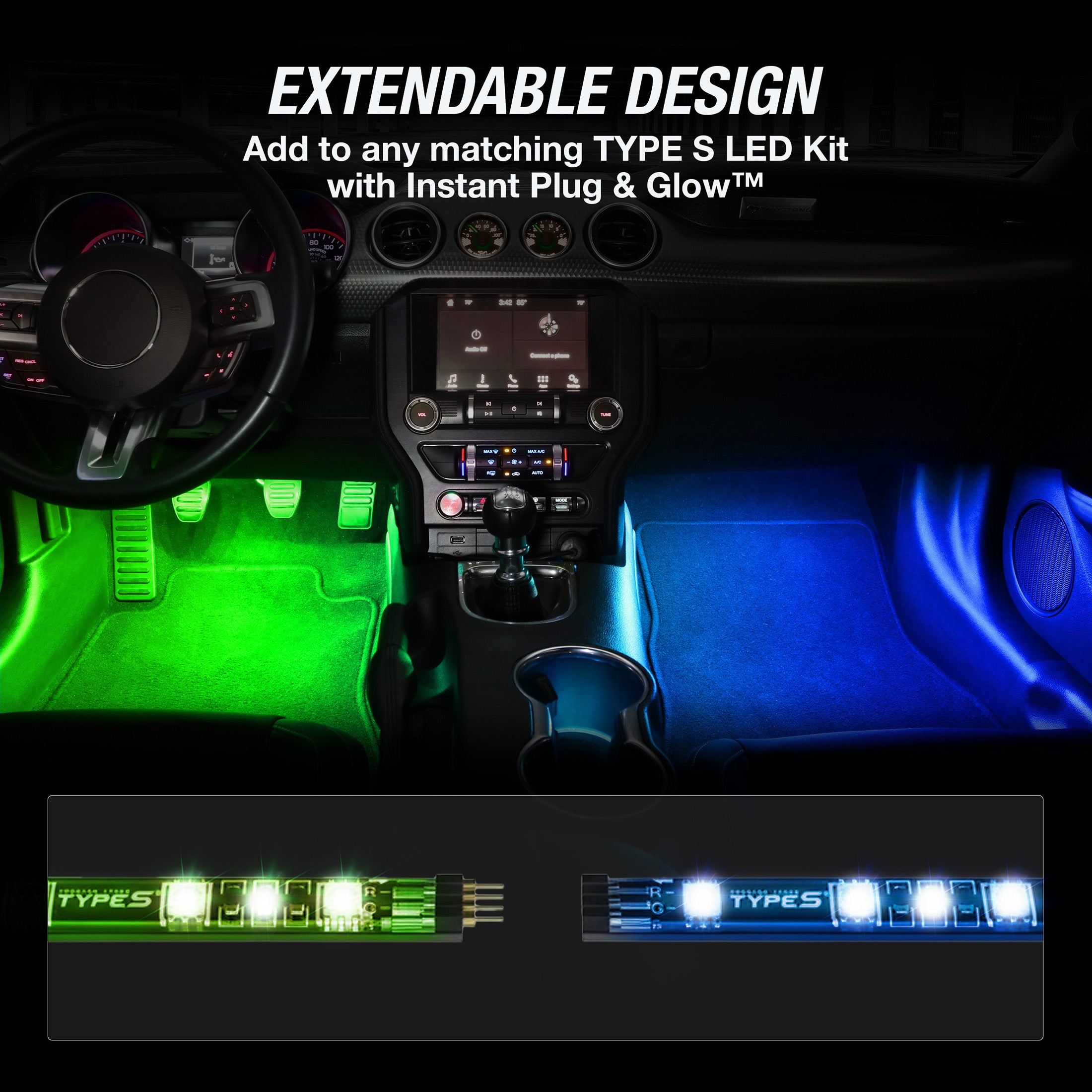 TYPE S Instant Plug & Glow™ 12" LED Lighting Extension Strip