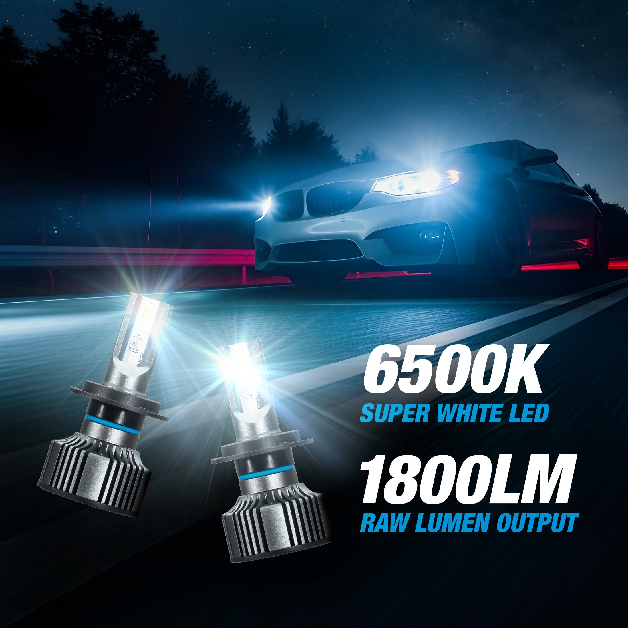 FAHREN Upgraded H7 Bulb, 45000LM Super Bright 6500K White