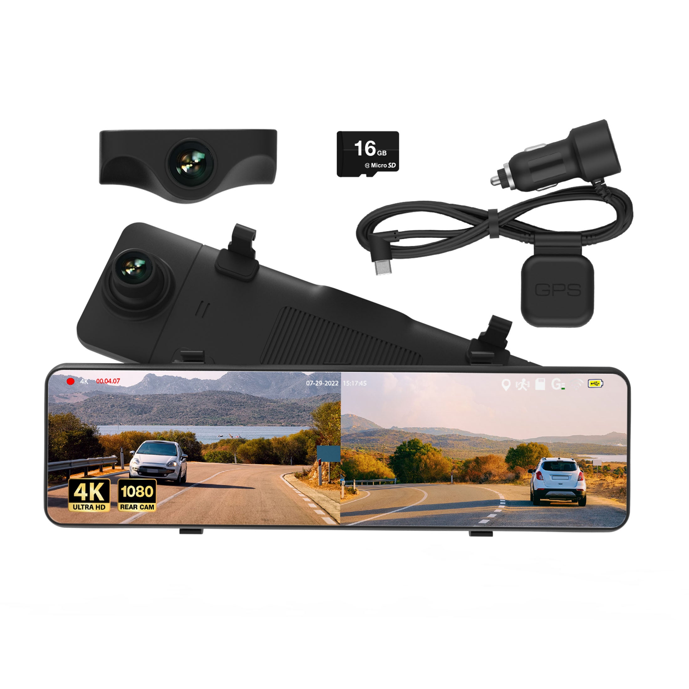 TYPE S Y400 Plus 4K Mirror Dashcam & Rear Cam 3-in-1 Set