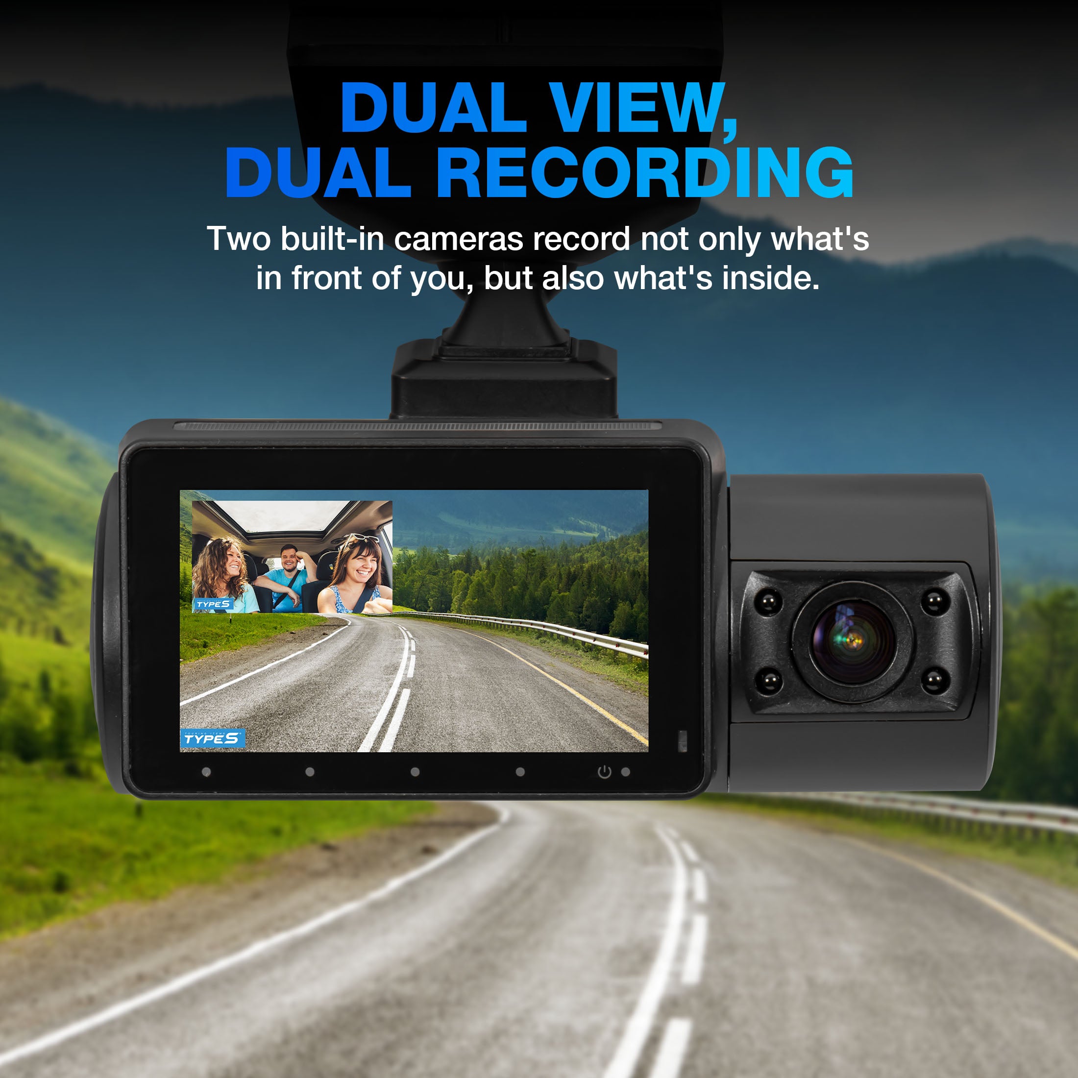 TYPE S S402 Pro Ultra HD 4K Dual View Dashcam with 2K Cabin View Cam