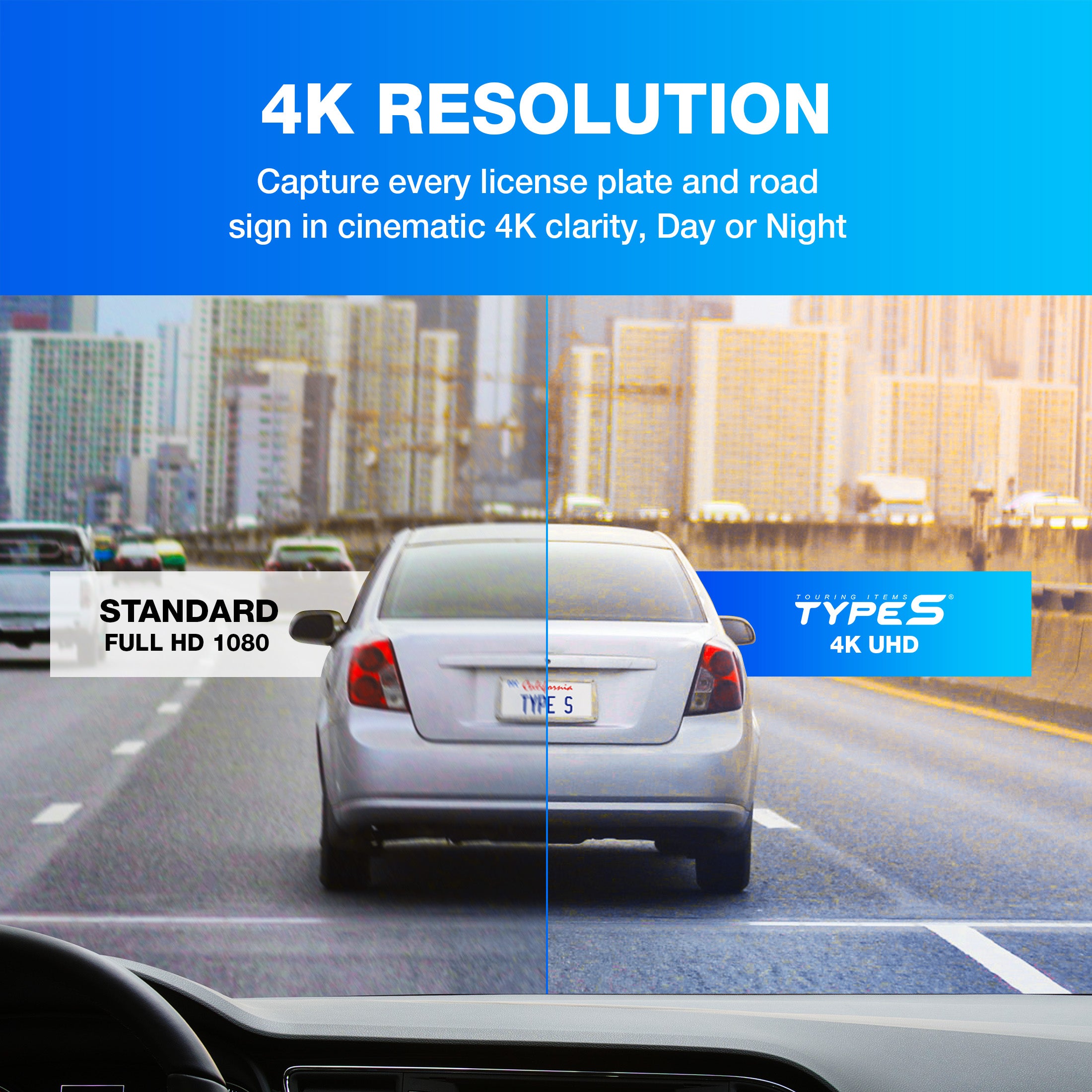 TYPE S S401 Ultra HD 4K Dashcam with App Control