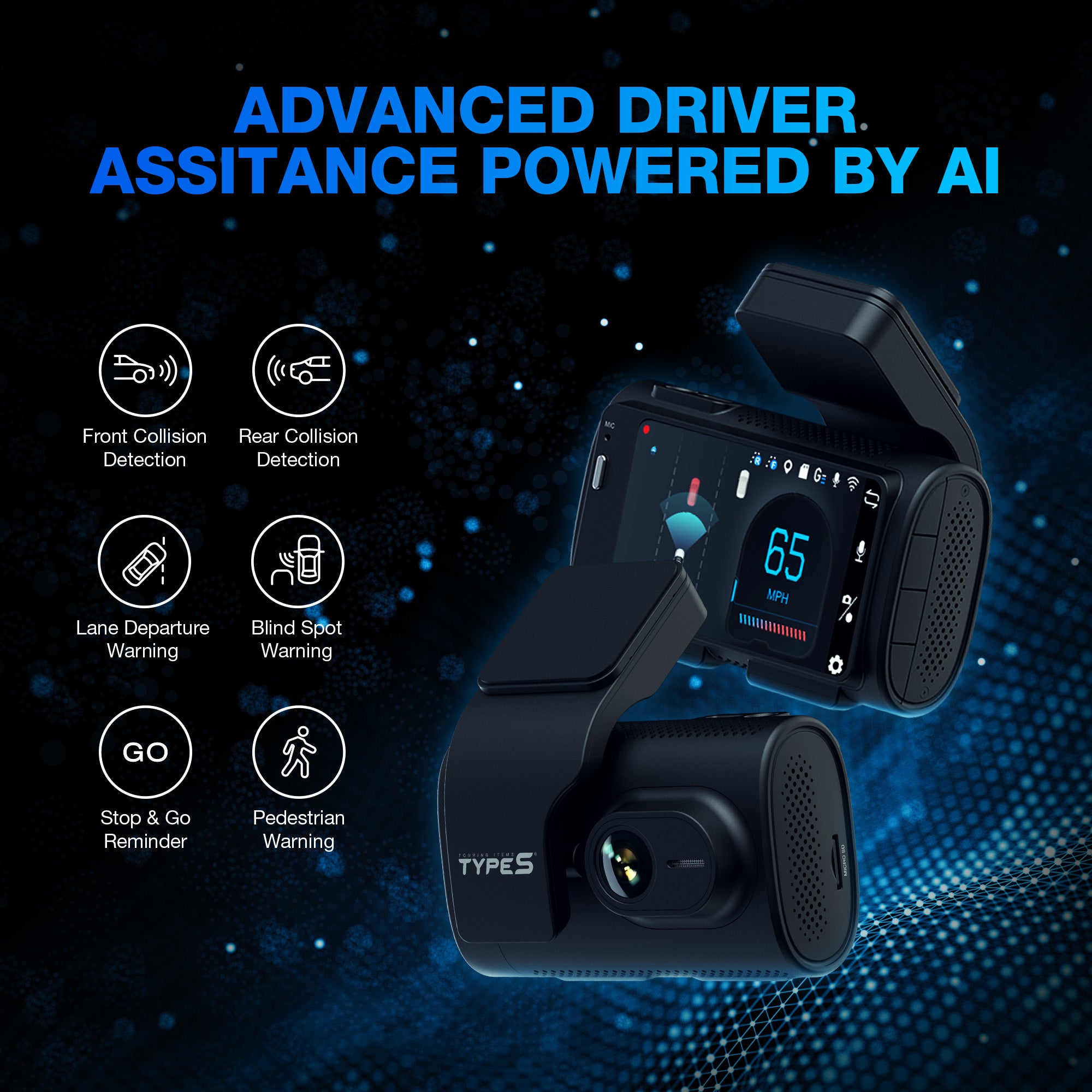 TYPE S T200 PLUS Full-Coverage AI Dash Cam with AI-Powered Advanced Driver Assistance