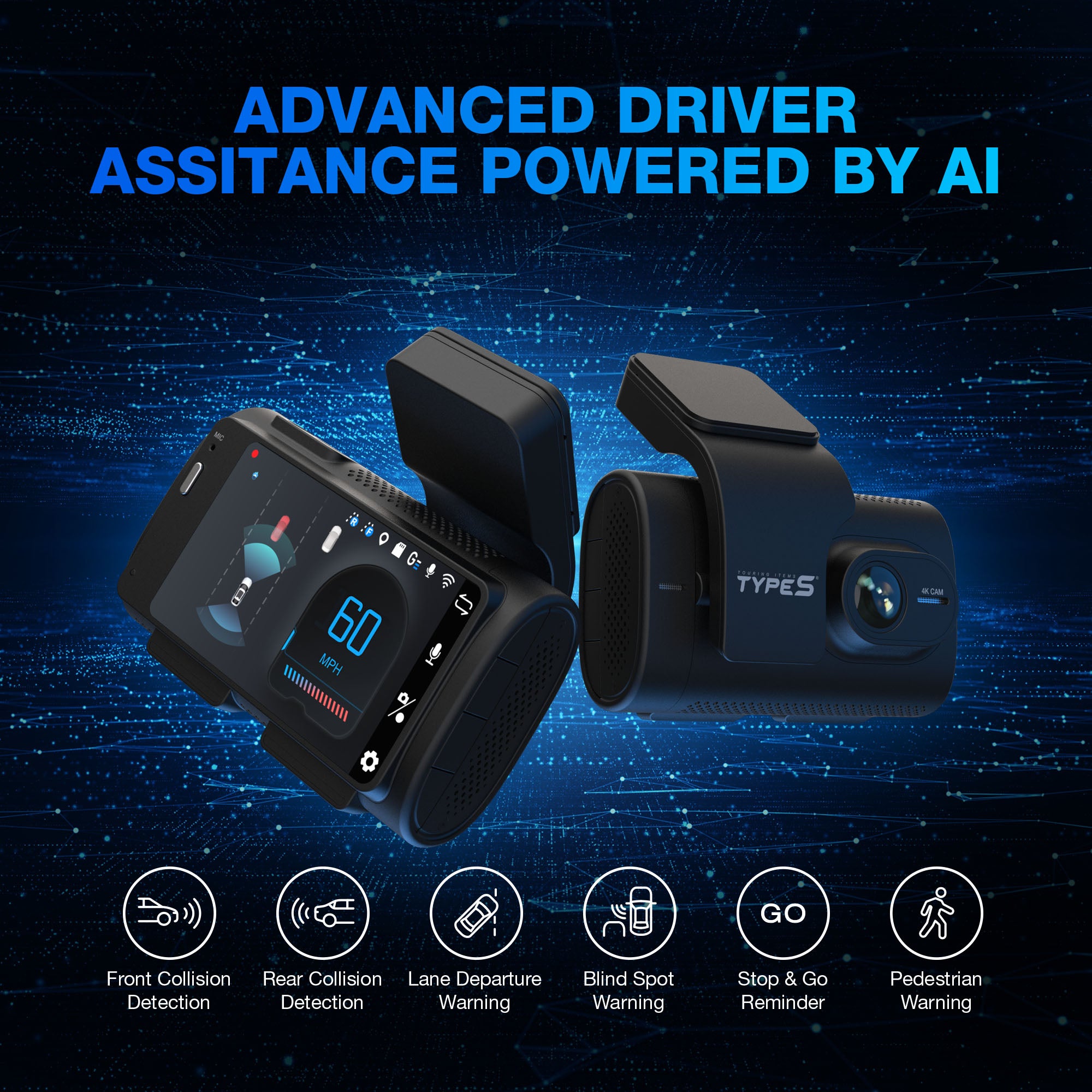 TYPE S T200 PLUS Full-Coverage AI Dash Cam with AI-Powered Advanced Driver Assistance