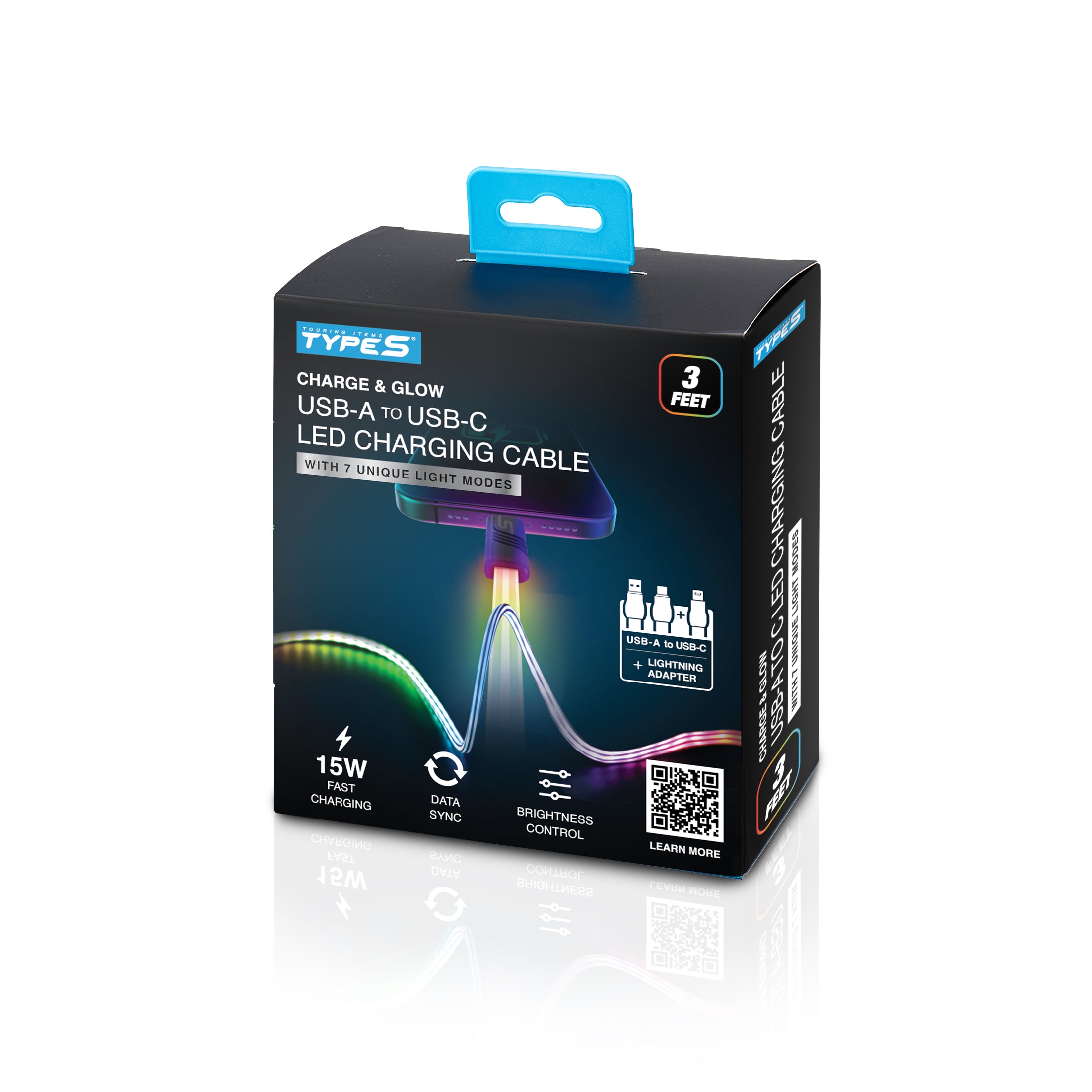 USB-A to USB-C LED Charging Cable