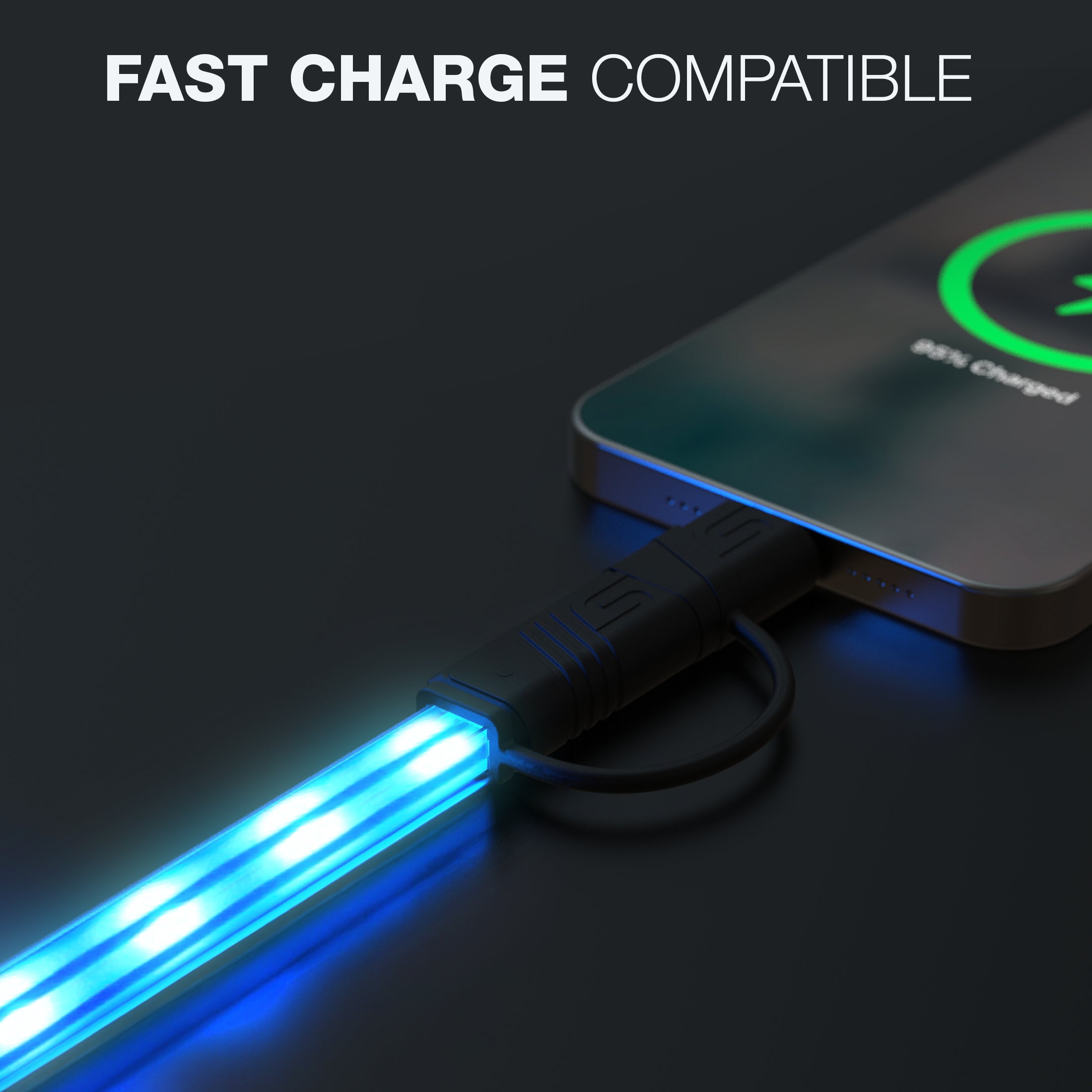USB-A to USB-C LED Charging Cable
