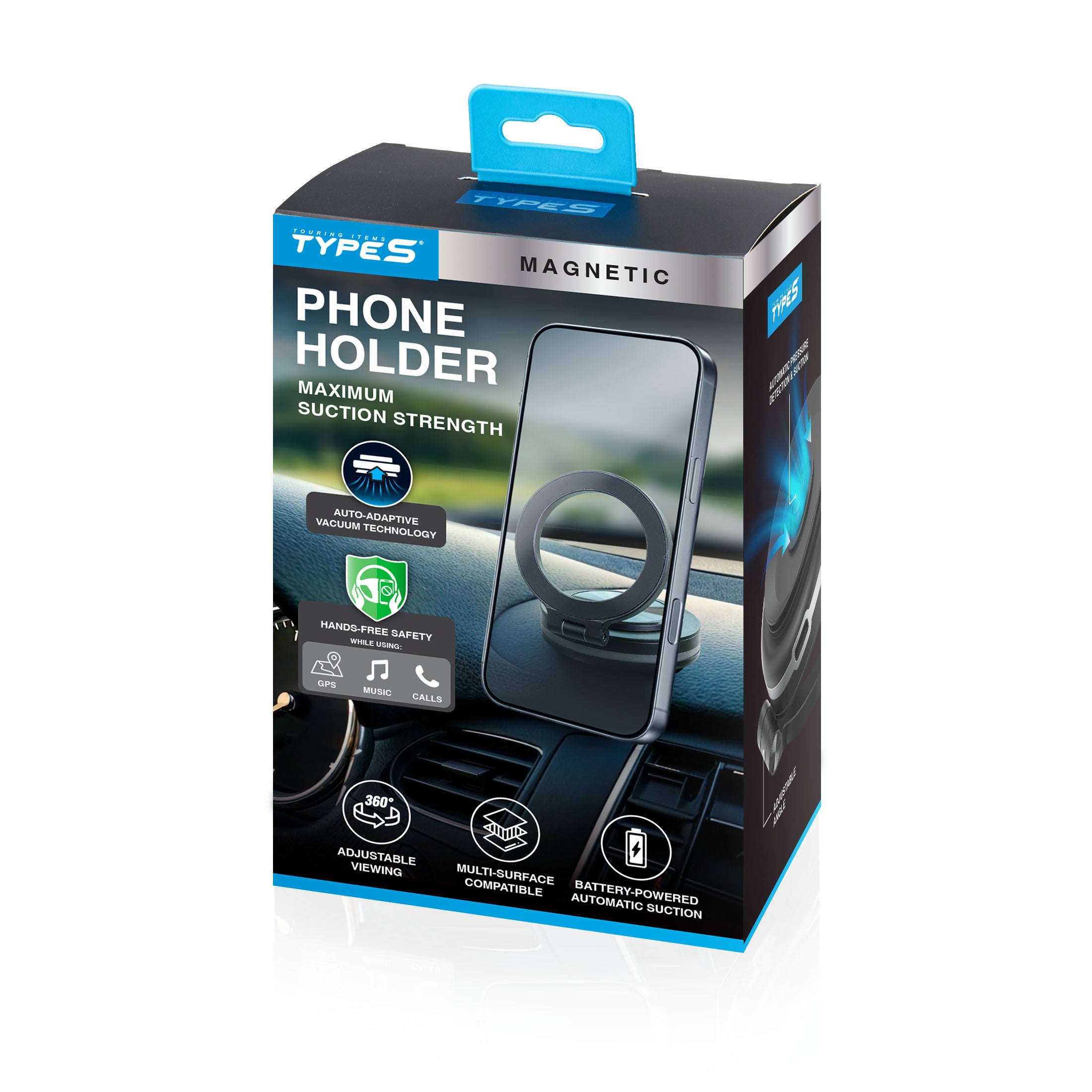 TYPE S Powered Vacuum Suction Phone Holder with Magnetic Mount, Automatic Pressure Detection, Automatic Suction Adjustment